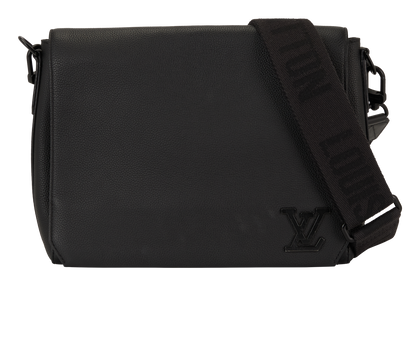 Aerogram Take Off Messenger, &pound;795, Handbags, Black, Leather, Front view